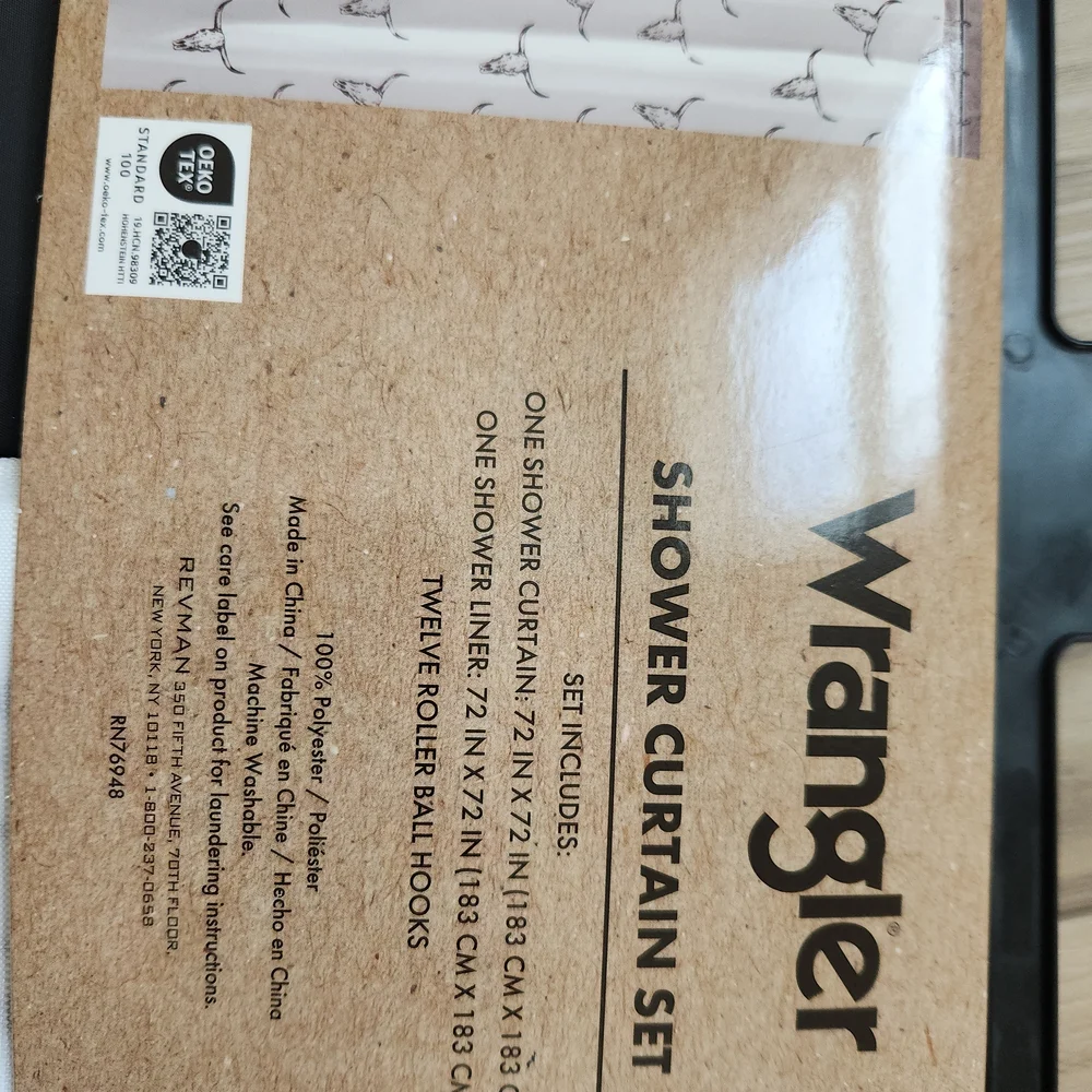 Wrangler Black and White Shower Curtain Set with Hooks